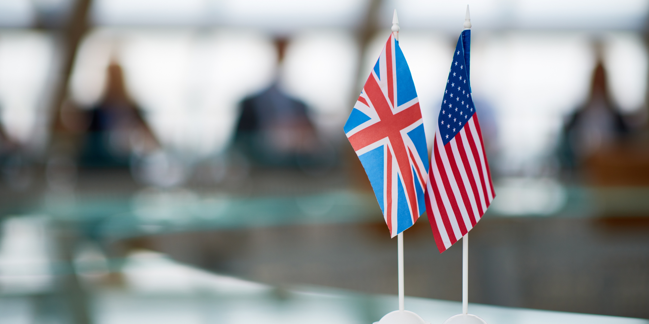 Two flags on in a meeting room