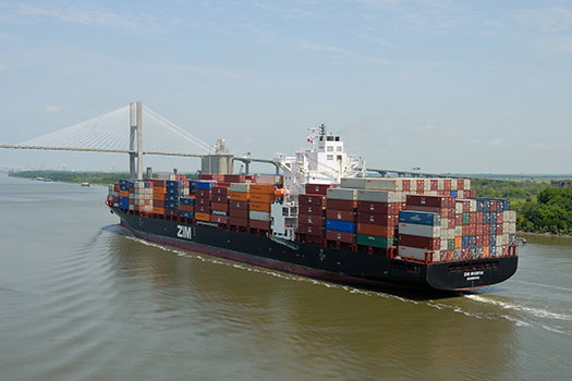 Cargo ship on a river in Georgia