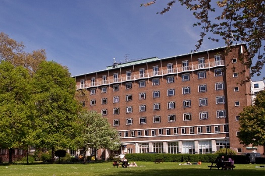 Dawson Hall student accommodation taken from Charterhouse Square lawn