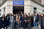 Rosa Lastra and Daniele D'Alvia standing outside CCLS with Chris Bates and LLM students.