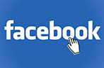 Facebook logo with an click icon over it