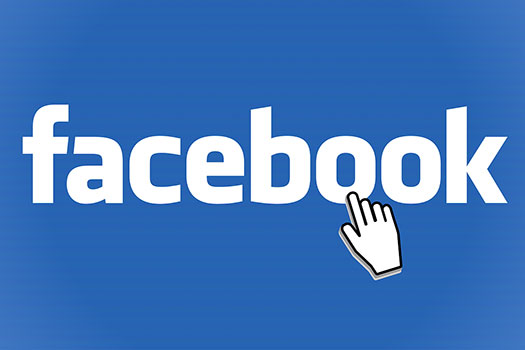 Facebook logo with an click icon over it