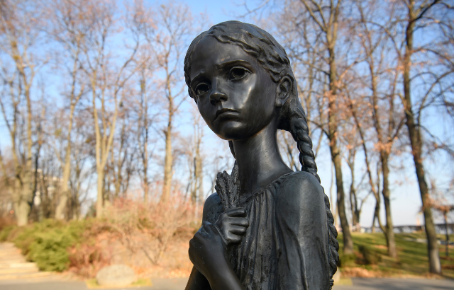 Bitter Memory of Childhood monument sculpture at the National Museum of the Holodomor-Genocide in Kyiv, Ukraine