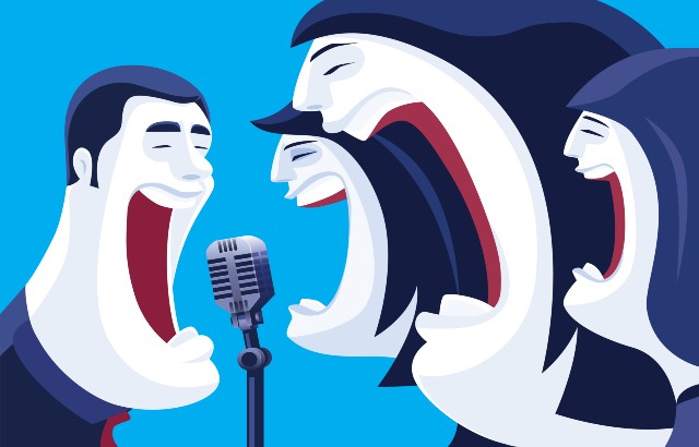 A stock illustration of people laughing