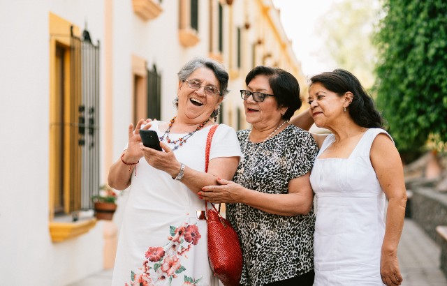 A group of tourists on holiday