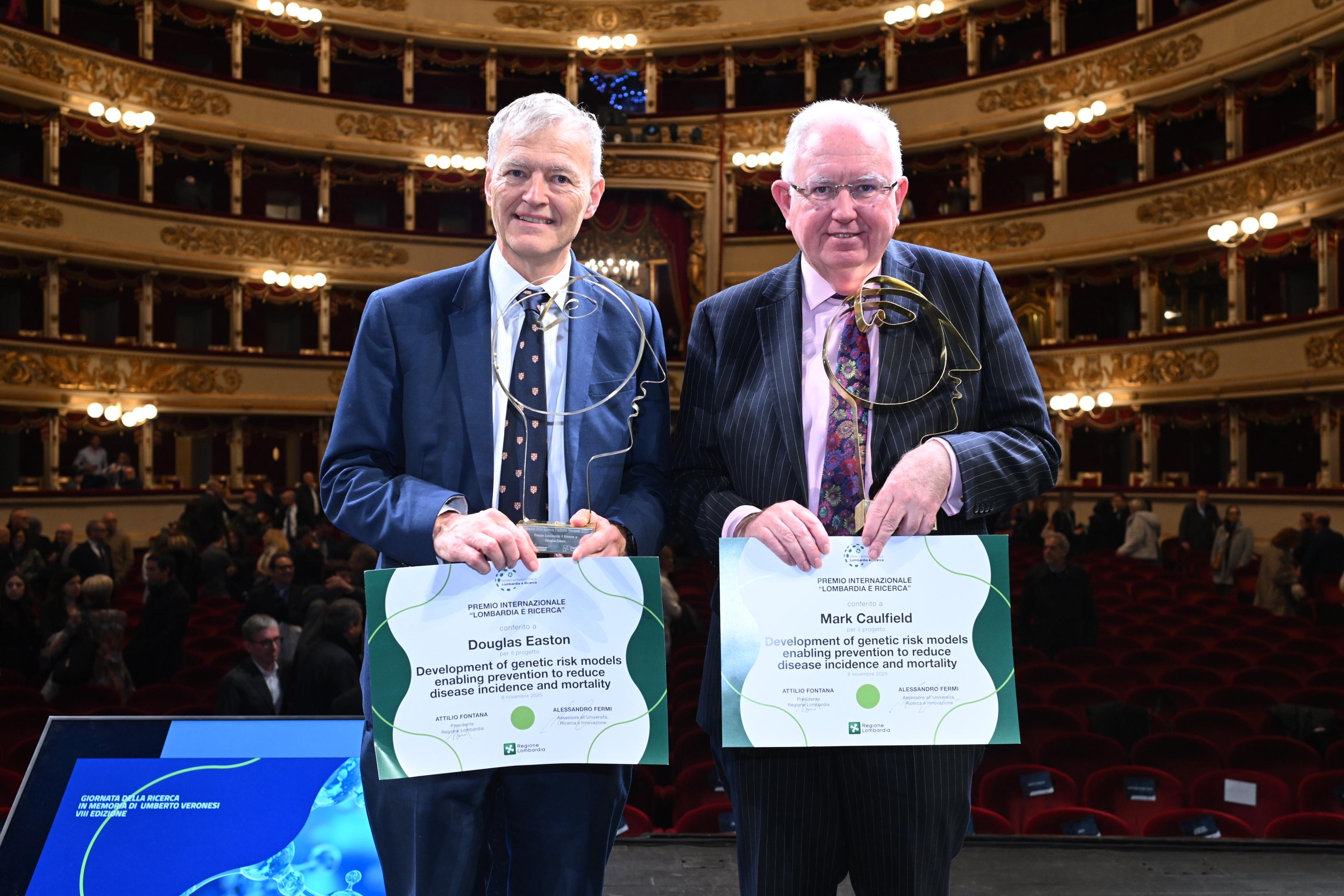 Professor Sir Mark Caulfield and Doug Easton receive the 2025 Lombardy Prize