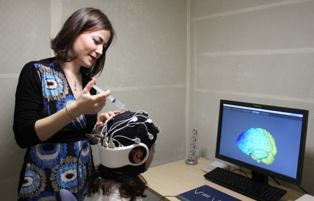 Researchers passed a weak constant electrical current through saline-soaked electrodes positioned over target regions in the scalp