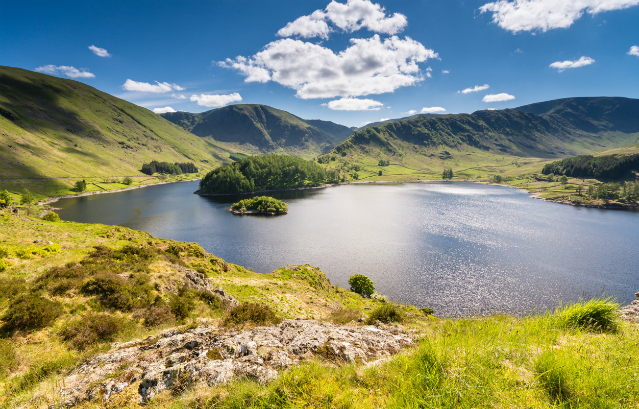 Reservoir surrounded by hills. Credit: daverhead/iStock.com