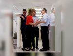 Keir Starmer, Rachel Reeves, Wes Streeting and clinic staff