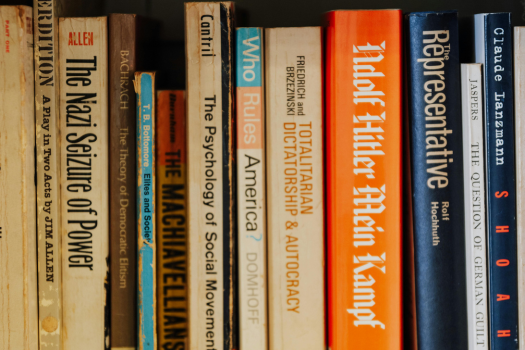 book titles on a shelf