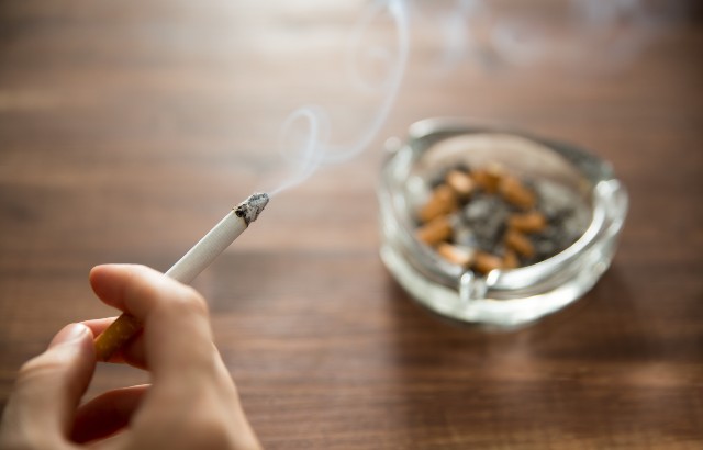 A lit cigarette