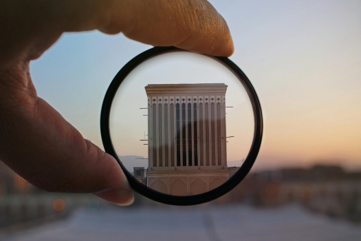 Building zoomed in with a circle