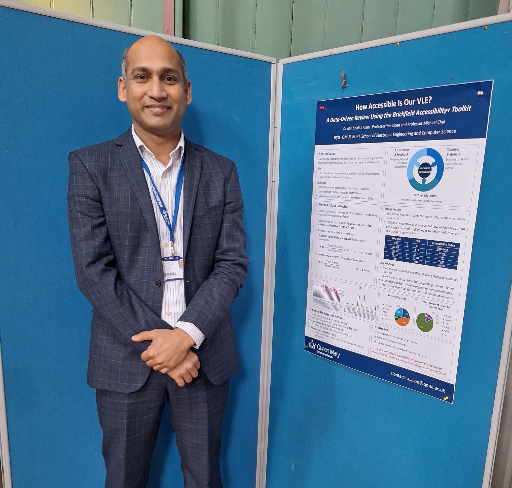 Dr Atm Alam in front of his poster
